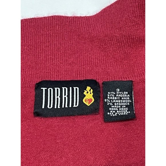 Vintage Red Torrid Angora Lambswool Blend Scoop Cowl Neck Sweater Bow Size 3 - Picture 10 of 15